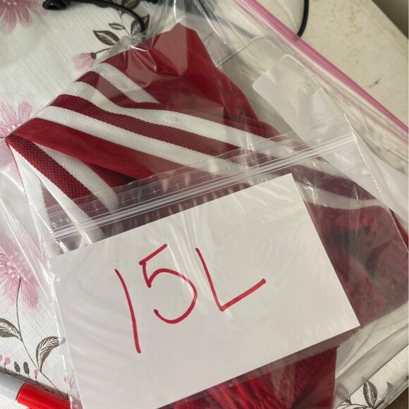 Adidas Red Athletic Shorts Striped Design Mens L Polyester Lightweight 15L - Picture 5 of 5